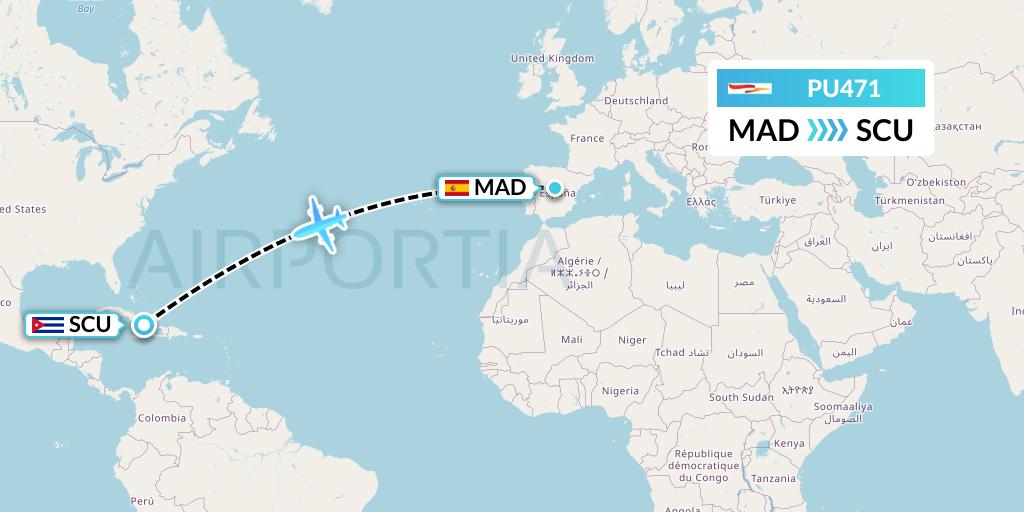 PU471 Plus Ultra Flight Map: Madrid to Santiago de Cuba