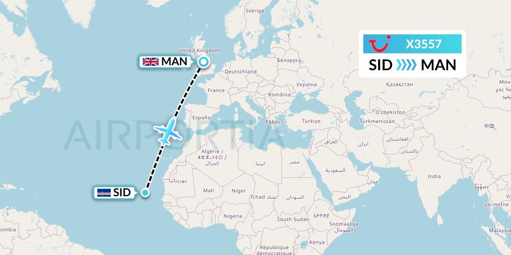 X3557 TUI fly Germany Flight Map: Espargos to Manchester