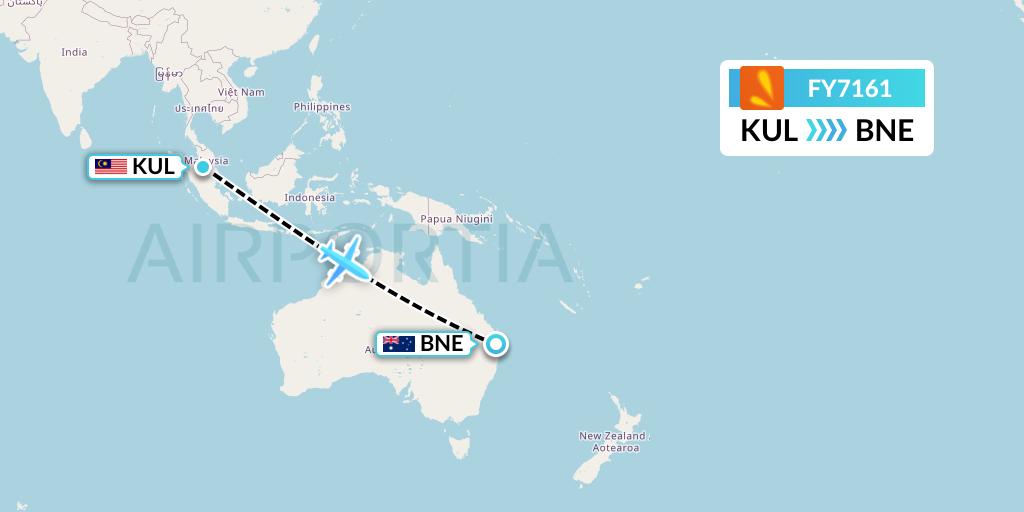 FY7161 Firefly Flight Map: Kuala Lumpur to Brisbane