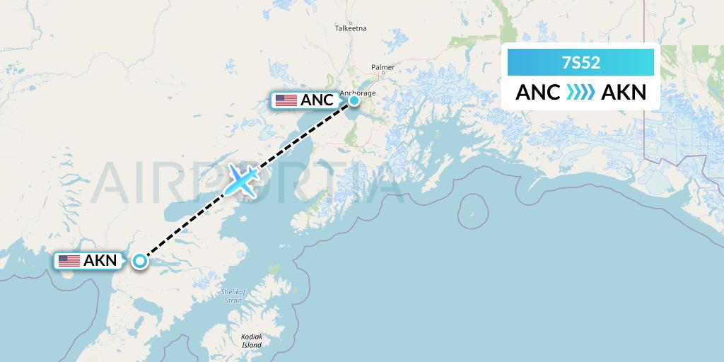 7S52 Ryan Air (USA) Flight Map: Anchorage to King Salmon