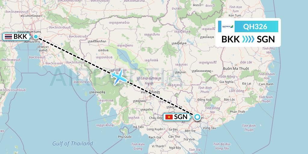 QH326 Flight Status Bamboo Airways Bangkok to Ho Chi Minh City (BAV326)