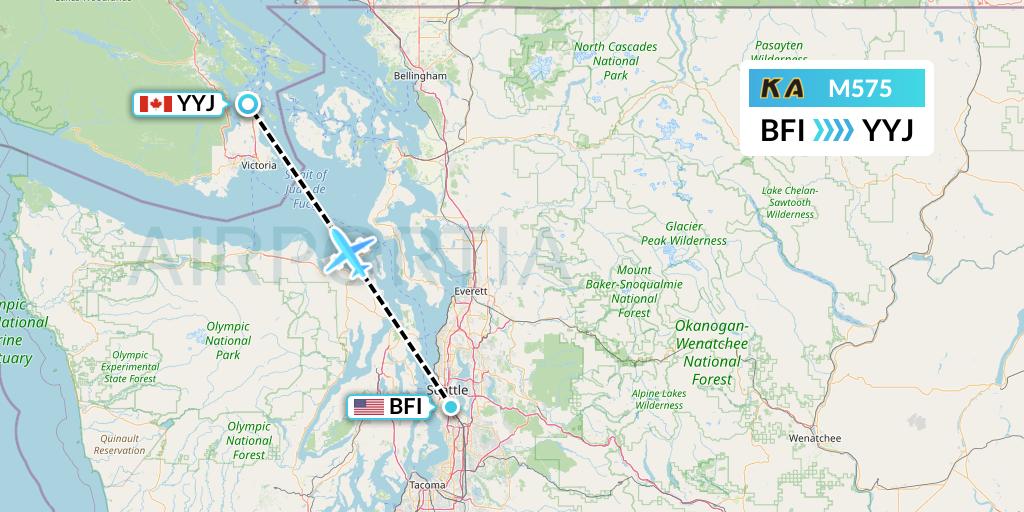 M575 Kenmore Air Flight Map: Seattle to Victoria