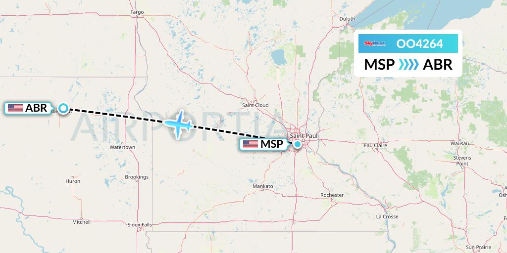 OO4264 SkyWest Airlines Flight Map: Minneapolis to Aberdeen