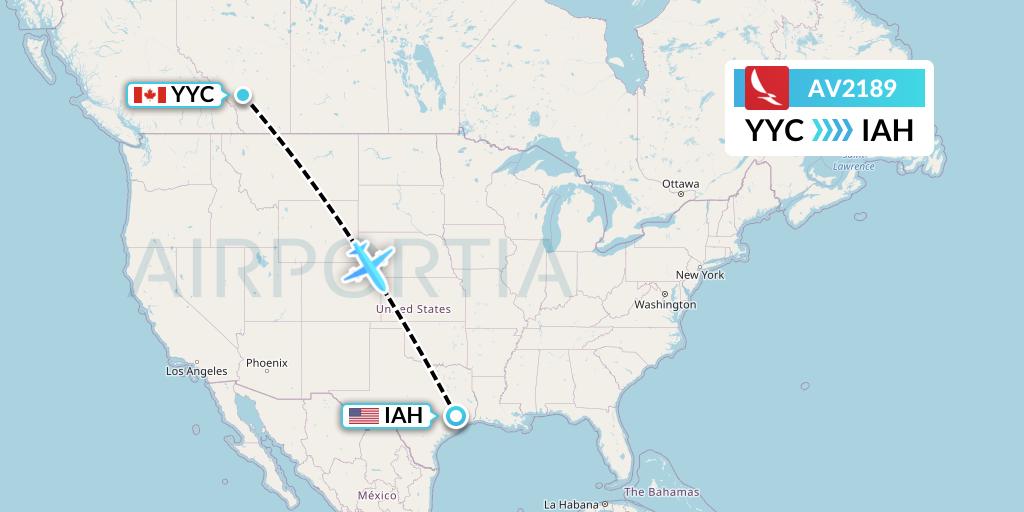 AV2189 Avianca Flight Map: Calgary to Houston