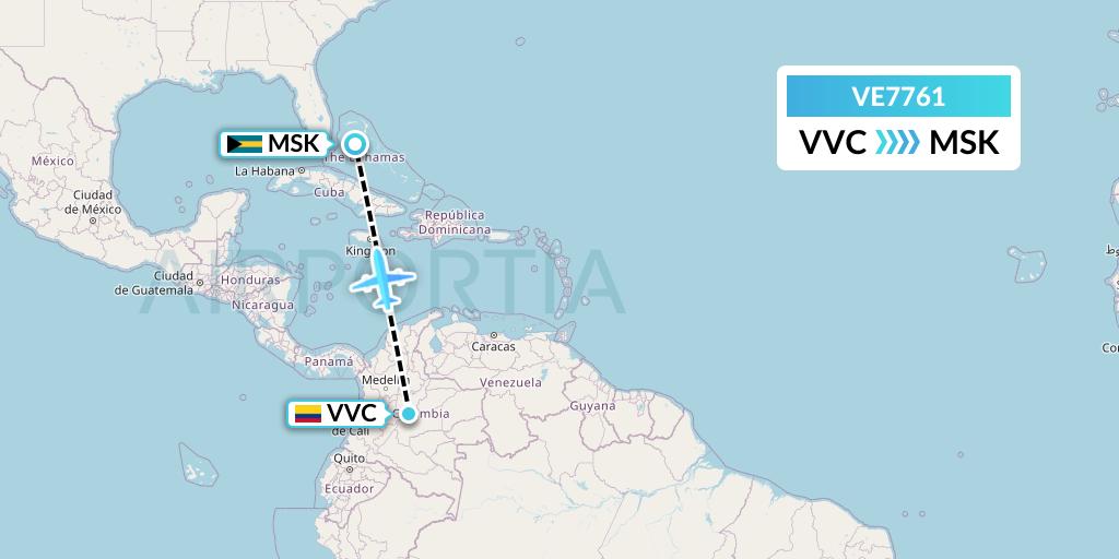 VE7761 Easyfly Flight Map: Villavicencio to Mastic Point