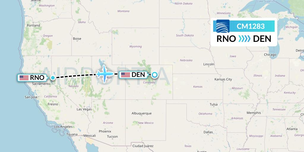 CM1283 Copa Airlines Flight Map: Reno to Denver