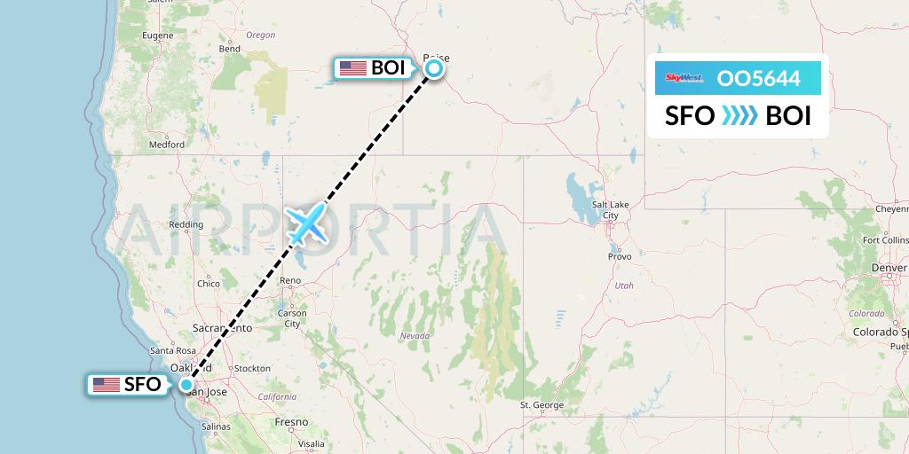 OO5644 SkyWest Airlines Flight Map: San Francisco to Boise