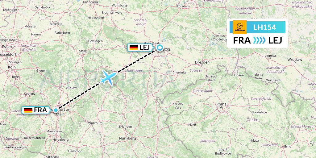 LH154 Lufthansa Flight Map: Frankfurt to Leipzig
