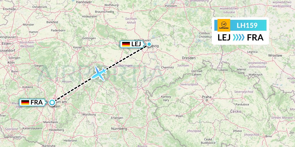 LH159 Lufthansa Flight Map: Leipzig to Frankfurt