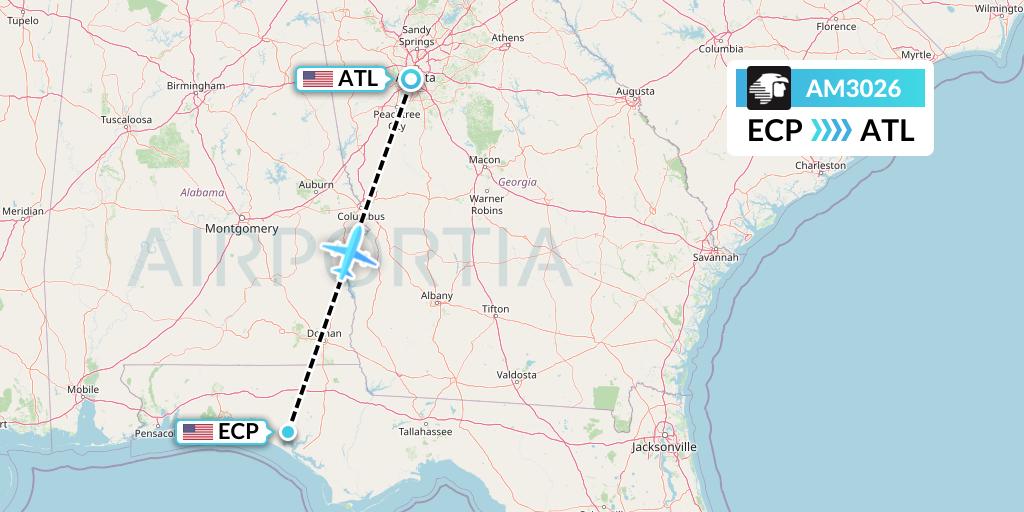 AM3026 Aeromexico Flight Map: Panama City to Atlanta