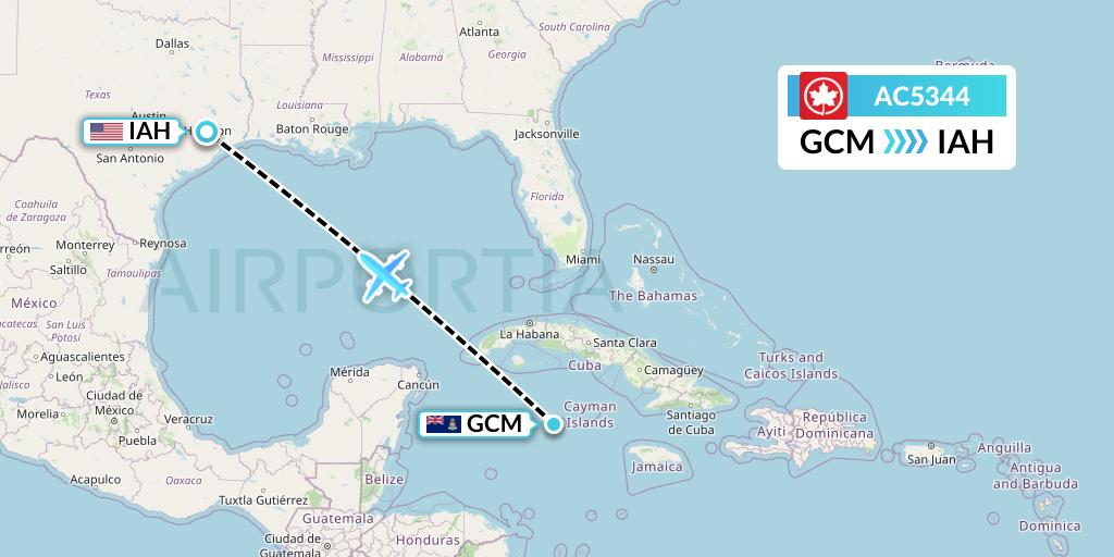 AC5344 Air Canada Flight Map: George Town to Houston