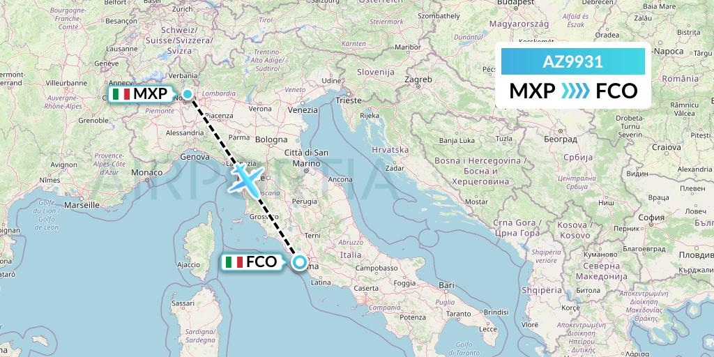 AZ9931 ITA Airways Flight Map: Milan to Rome