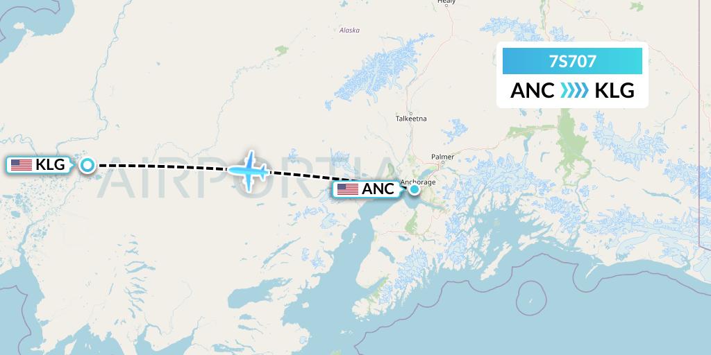 7S707 Ryan Air (USA) Flight Map: Anchorage to Kalskag
