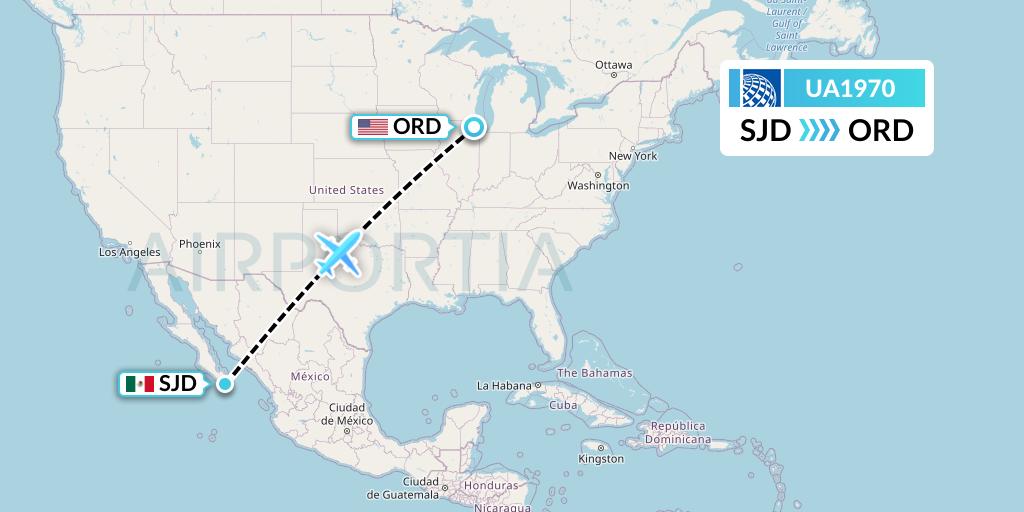 UA1970 United Airlines Flight Map: San Jose del Cabo to Chicago