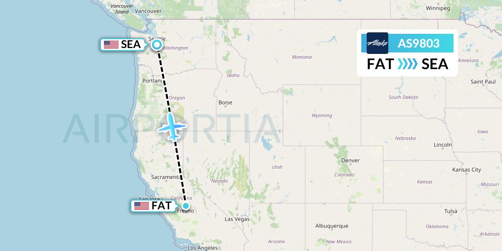 AS9803 Alaska Airlines Flight Map: Fresno to Seattle