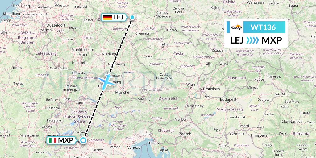 WT136 Swiftair Flight Map: Leipzig to Milan