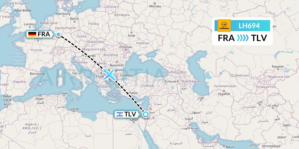 LH694 Lufthansa Flight Map: Frankfurt to Tel Aviv