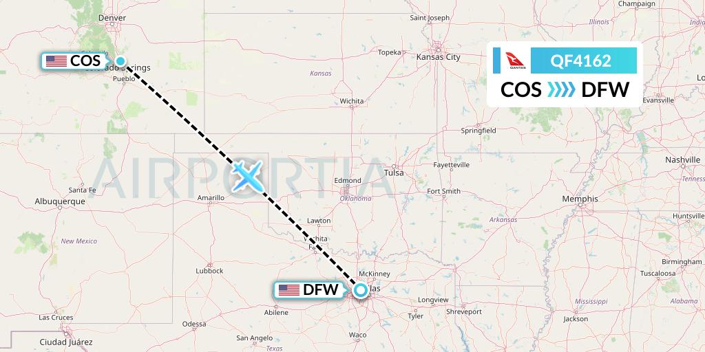 QF4162 Qantas Flight Map: Colorado Springs to Dallas