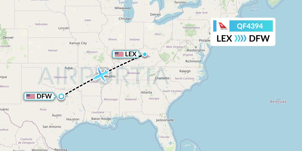 QF4394 Qantas Flight Map: Lexington to Dallas