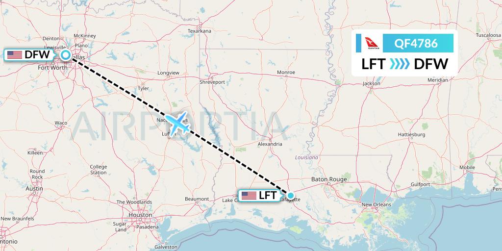 QF4786 Qantas Flight Map: Lafayette to Dallas