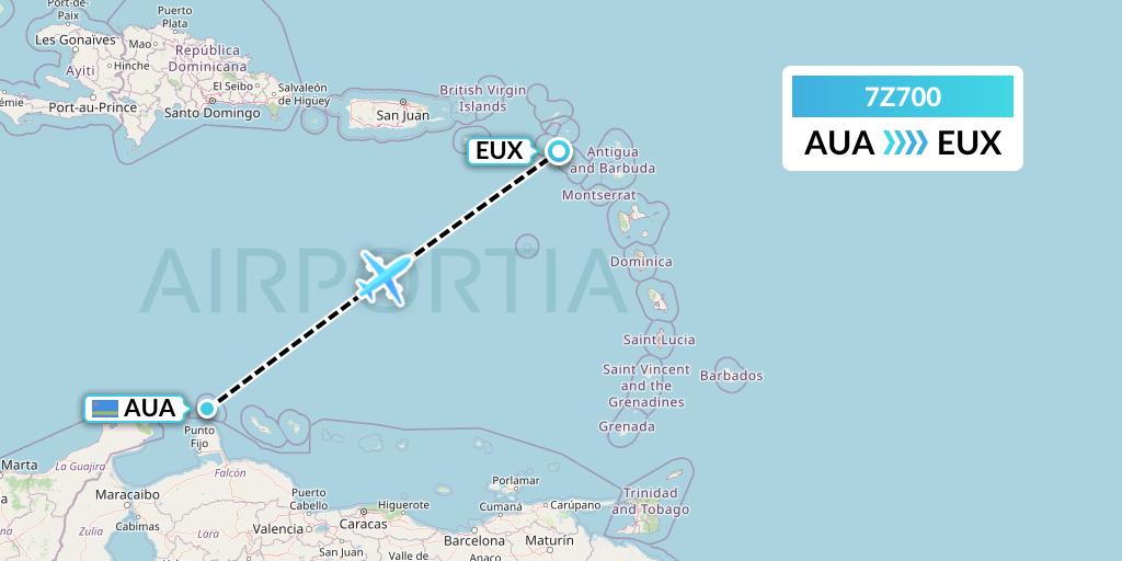 7Z700 EZ Air Flight Map: Oranjestad to Sint Eustatius