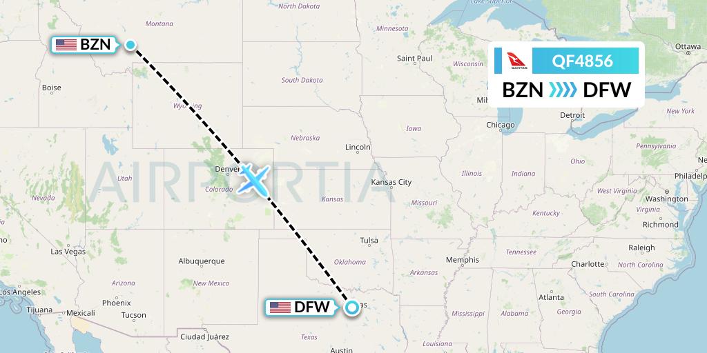 QF4856 Qantas Flight Map: Bozeman to Dallas