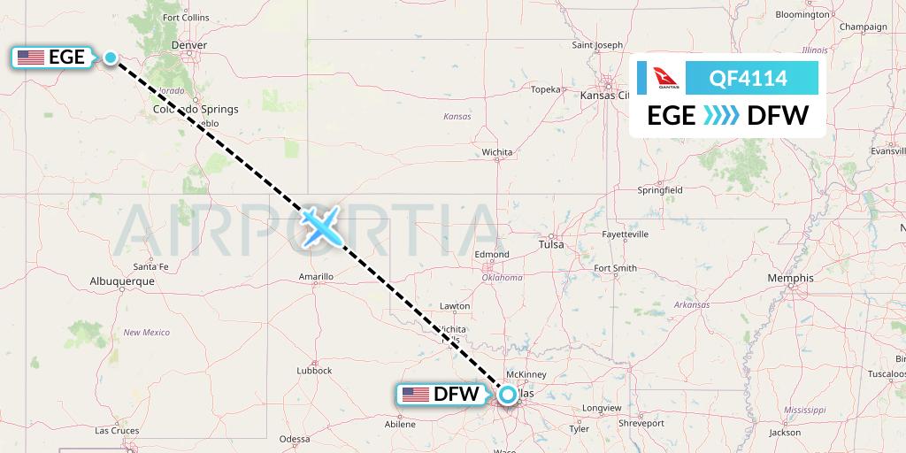 QF4114 Qantas Flight Map: Eagle to Dallas