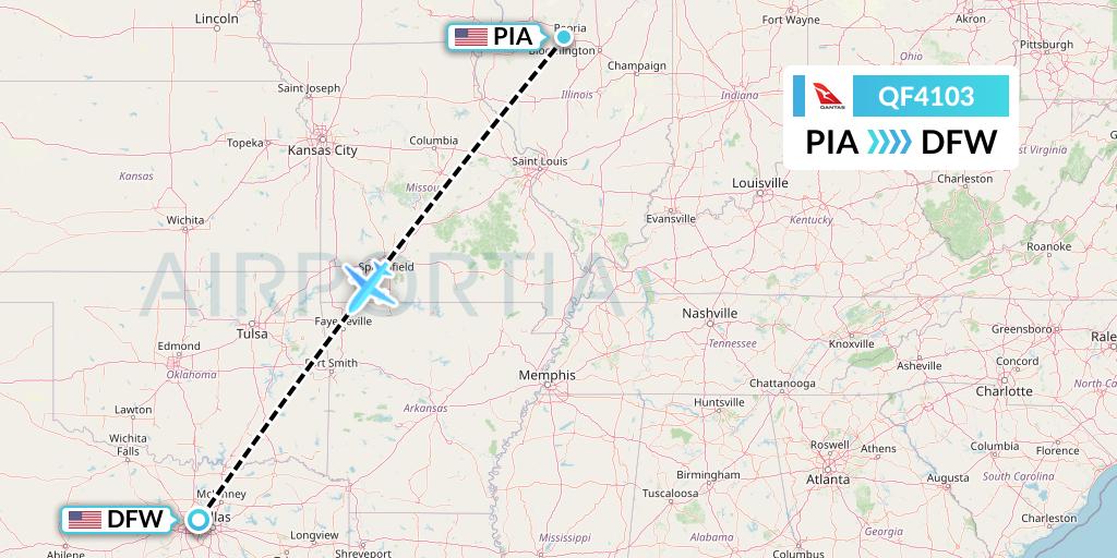 QF4103 Qantas Flight Map: Peoria to Dallas