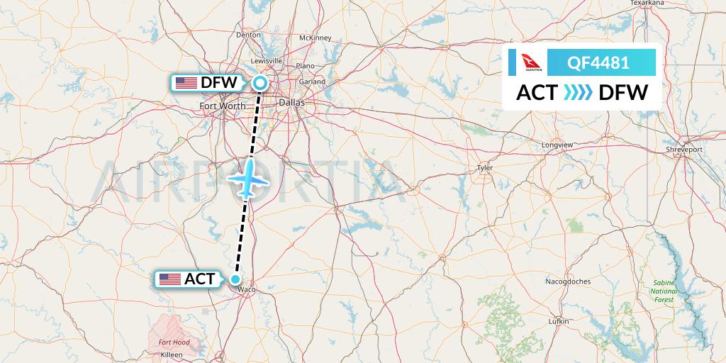 QF4481 Qantas Flight Map: Waco to Dallas