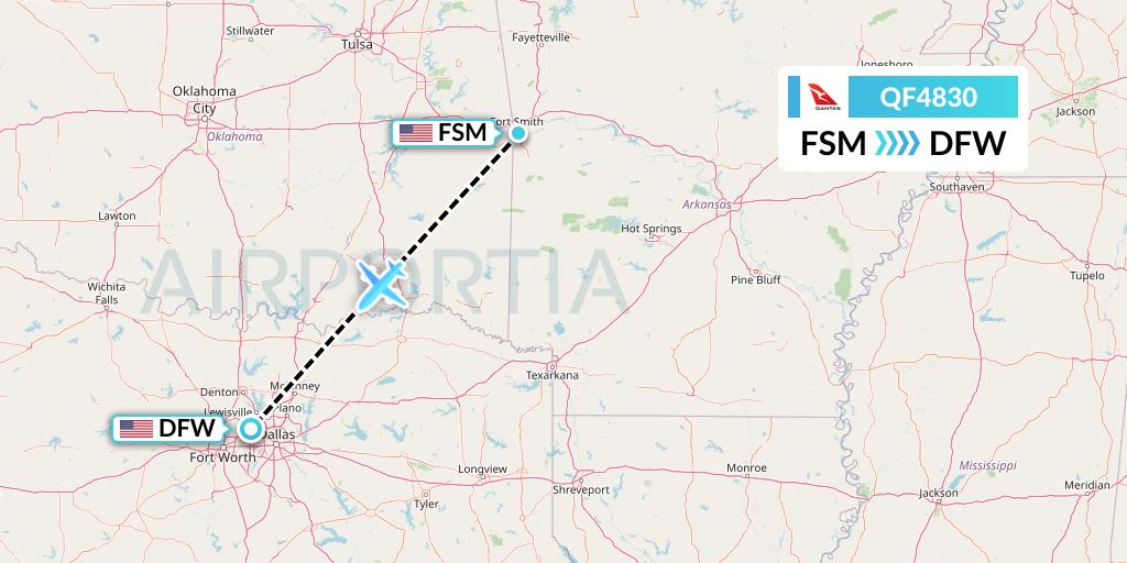 QF4830 Qantas Flight Map: Fort Smith to Dallas