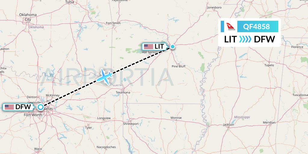 QF4858 Qantas Flight Map: Little Rock to Dallas