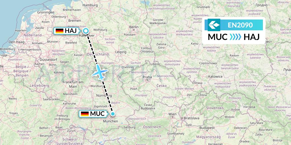EN2090 Air Dolomiti Flight Map: Munich to Hannover