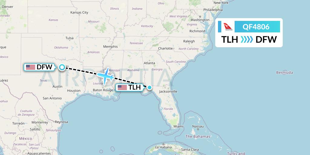 QF4806 Qantas Flight Map: Tallahassee to Dallas