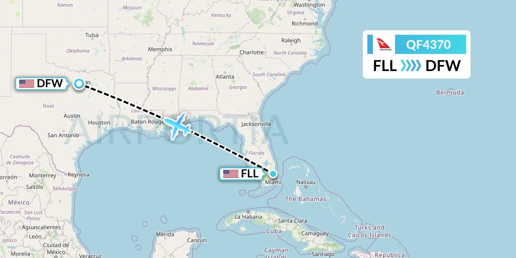 QF4370 Qantas Flight Map: Fort Lauderdale to Dallas