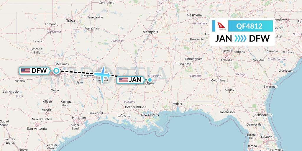 QF4812 Qantas Flight Map: Jackson to Dallas