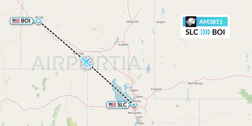 AM3811 Aeromexico Flight Map: Salt Lake City to Boise