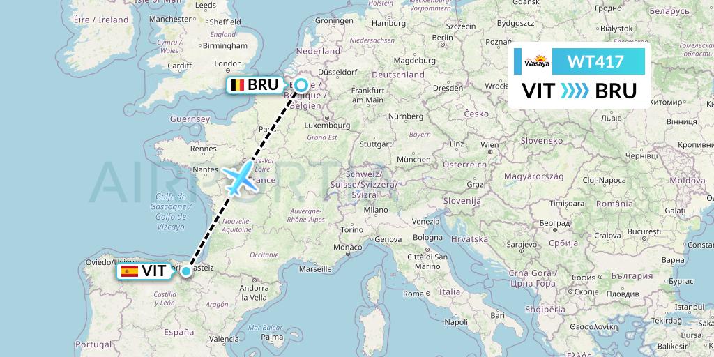 WT417 Swiftair Flight Map: Vitoria to Brussels