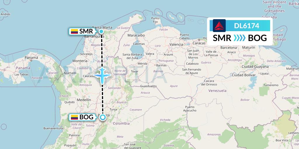 DL6174 Flight Status Delta Air Lines: Santa Marta to Bogota (DAL6174)