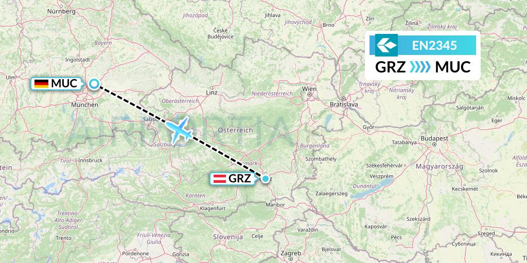 EN2345 Air Dolomiti Flight Map: Graz to Munich