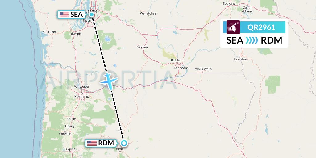 QR2961 Qatar Airways Flight Map: Seattle to Redmond