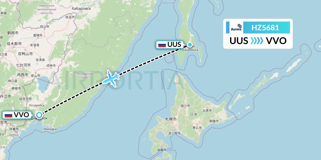 HZ5681 Aurora Flight Map: Yuzhno-Sakhalinsk to Vladivostok