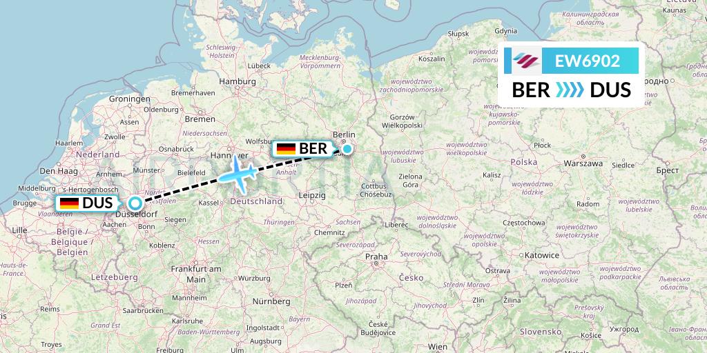 EW6902 Eurowings Flight Map: Berlin to Dusseldorf