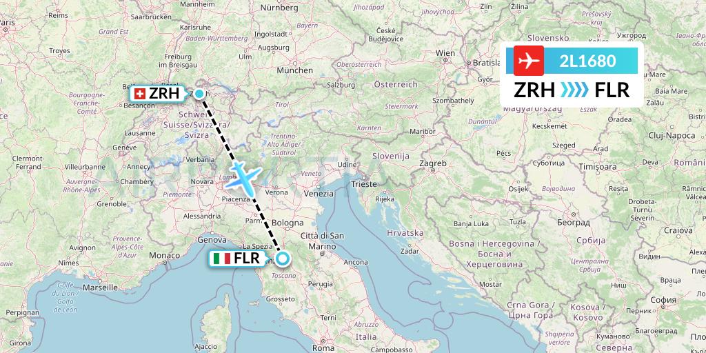 2L1680 Helvetic Airways Flight Map: Zurich to Florence