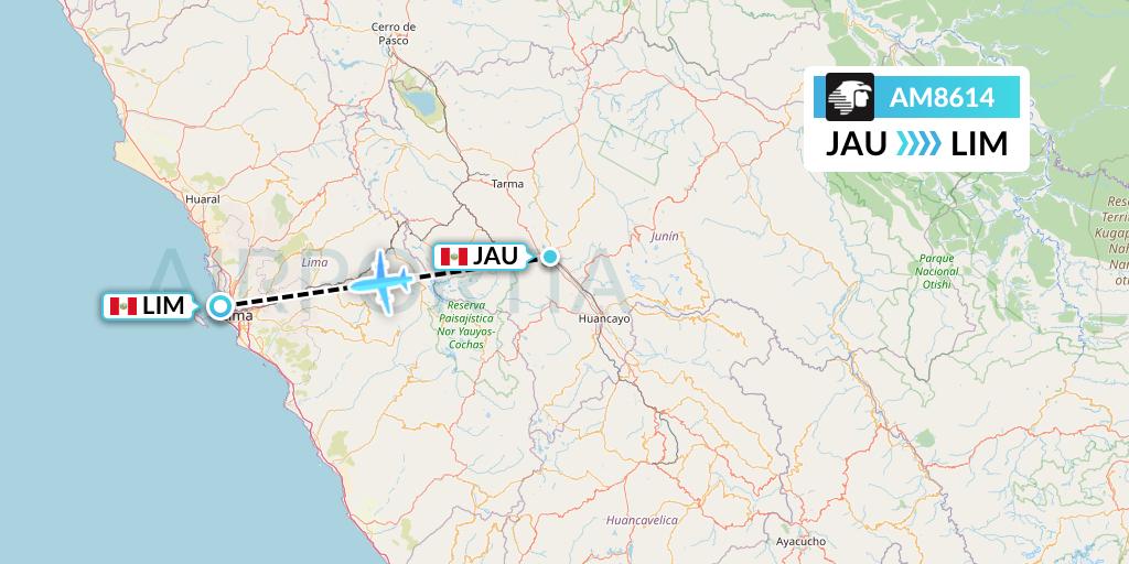 AM8614 Aeromexico Flight Map: Jauja to Lima