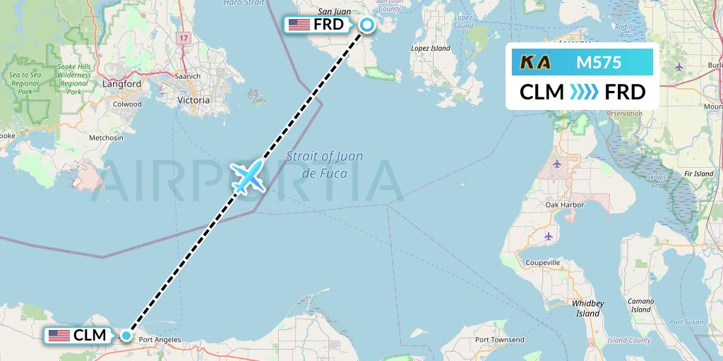 M575 Kenmore Air Flight Map: Port Angeles to Friday Harbor