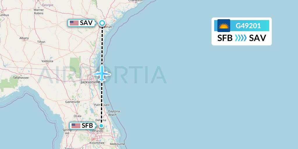 G49201 Allegiant Air Flight Map: Orlando to Savannah