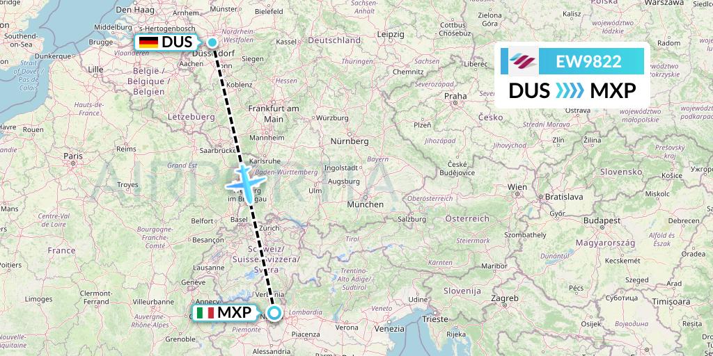 EW9822 Eurowings Flight Map: Dusseldorf to Milan