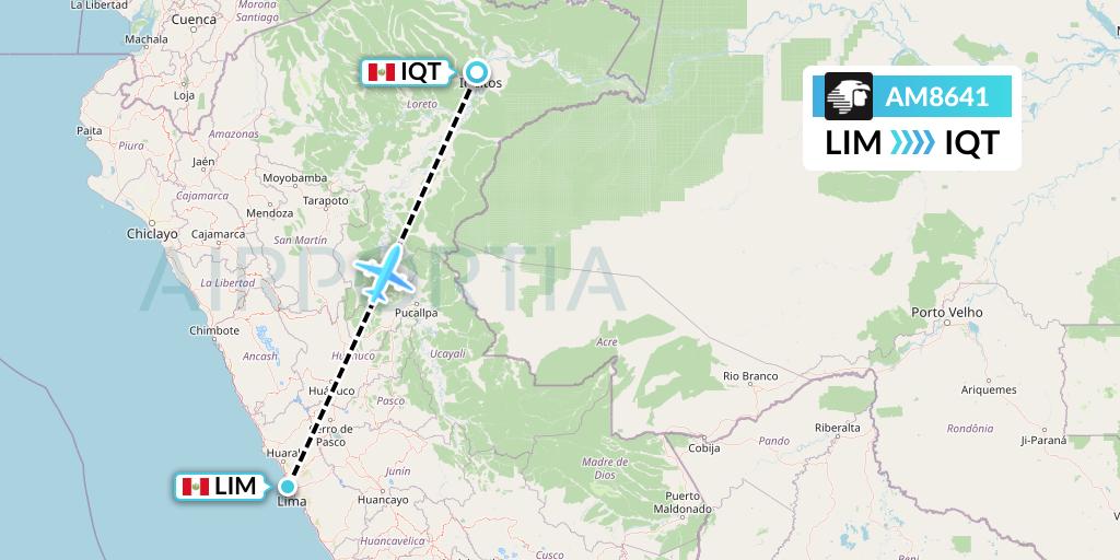 AM8641 Aeromexico Flight Map: Lima to Iquitos