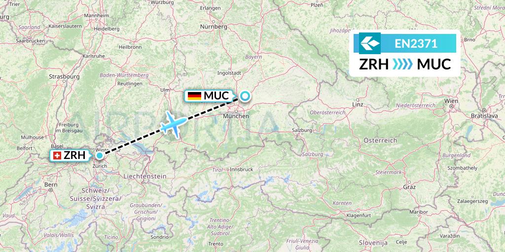 EN2371 Air Dolomiti Flight Map: Zurich to Munich