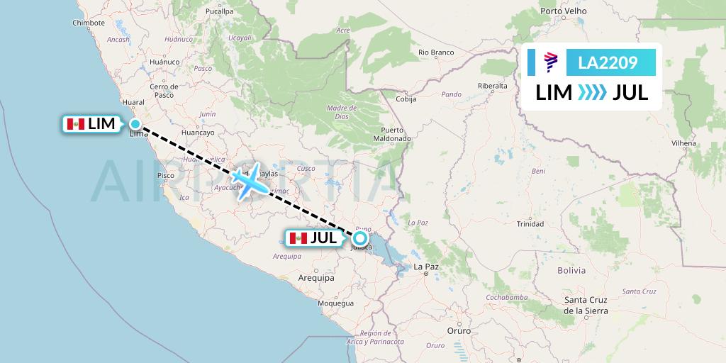 LA2209 LAN Airlines Flight Map: Lima to Juliaca